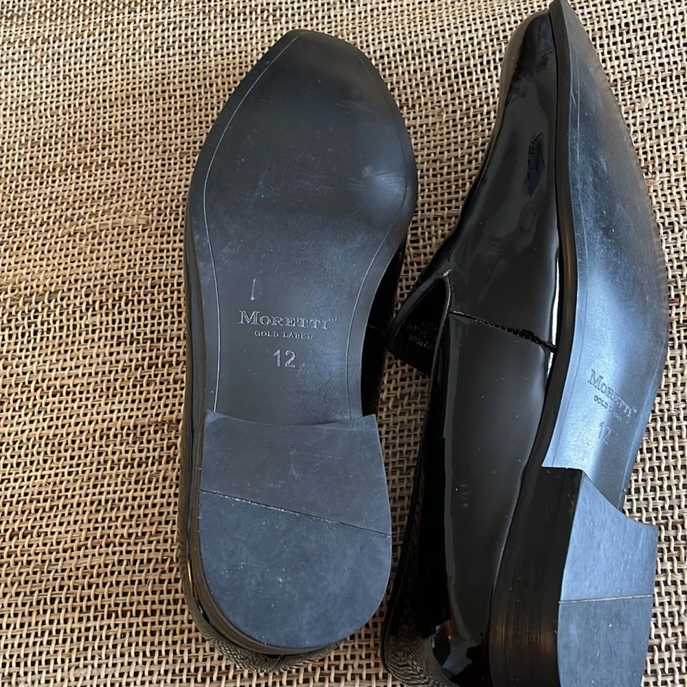 MORETTI Gold Label Black Patent Leather Loafers Size 12 - Picture 10 of 11